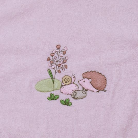 Wörner Organic cotton sleeve bib 68 x 34 cm - Embroidery hedgehog / snail - Pink