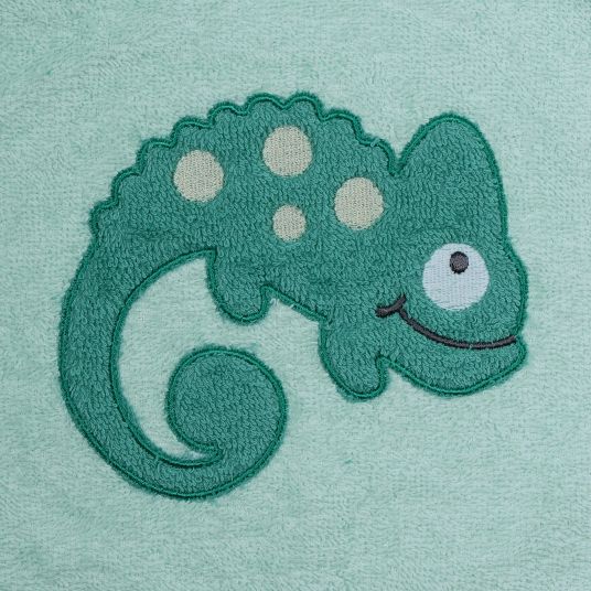 Wörner Bath poncho 75 x 60 cm - embroidery lizard - mint
