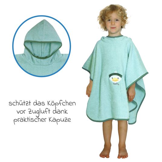 Wörner Bade-Poncho 75 x 60 cm - Stickerei Ente - Mint