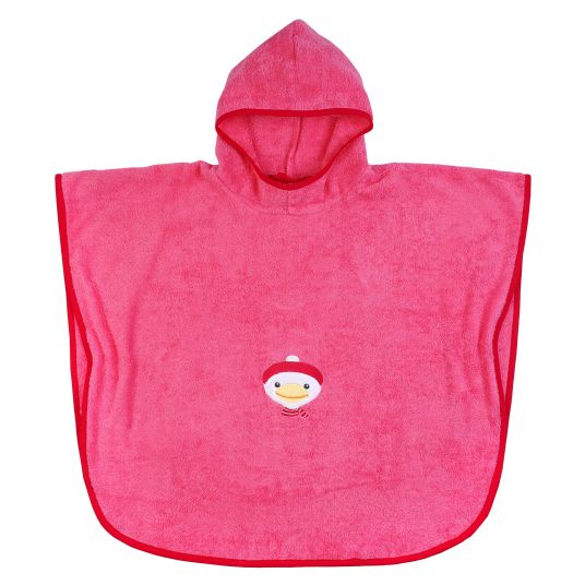 Wörner Bade-Poncho 75 x 60 cm - Stickerei Ente - Pink