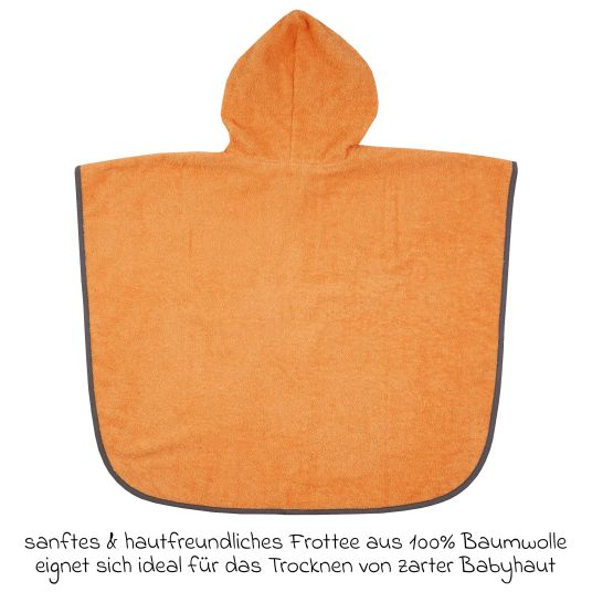 Wörner Bade-Poncho 75 x 60 cm - Stickerei Tiger - Orange