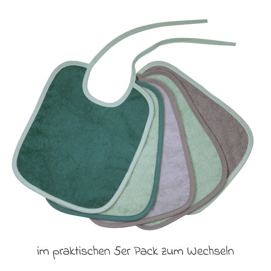 Wörner Binde-Lätzchen 5er Pack 25 x 30 cm - Grün-Grau