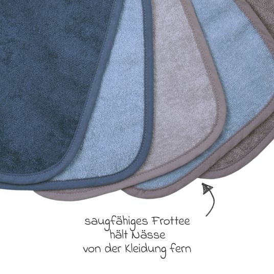 Wörner Binde-Lätzchen 5er Pack 25 x 30 cm - Stahlblau-Grau