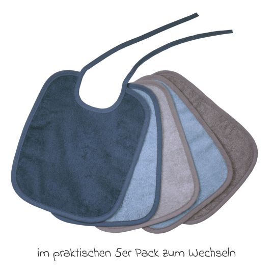 Wörner Binde-Lätzchen 5er Pack 25 x 30 cm - Stahlblau-Grau