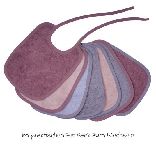 Wörner Binde-Lätzchen 7er Pack 20 x 25 cm - Altrosa-Grau