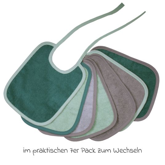 Wörner Binde-Lätzchen 7er Pack 20 x 25 cm - Grün-Grau