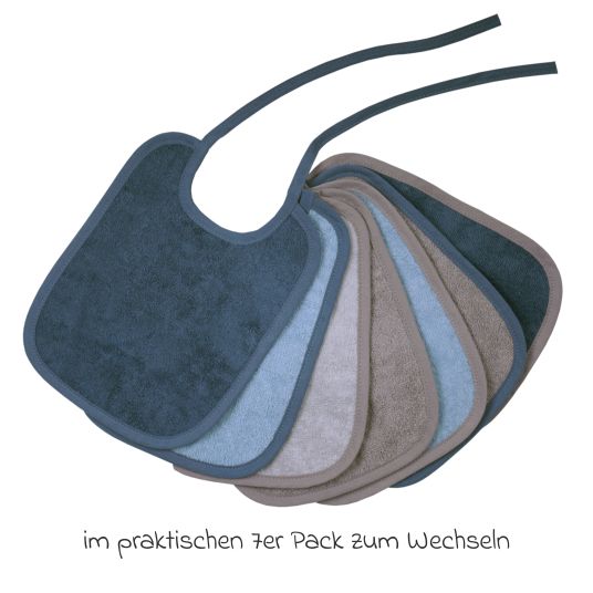 Wörner Binde-Lätzchen 7er Pack 20 x 25 cm - Stahlblau-Grau