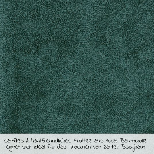 Wörner Kapuzenbadetuch 80 x 80 cm - Stickerei Erdmännchen - Piniengrün