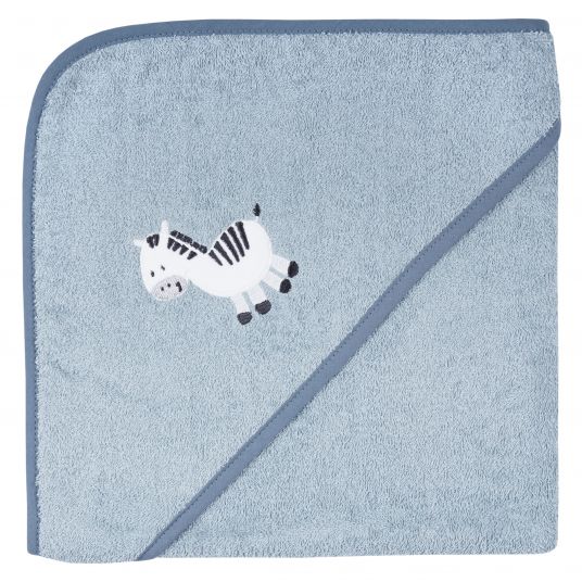 Wörner Asciugamano con cappuccio 100 x 100 cm - Ricamo Zebra - Blu acciaio