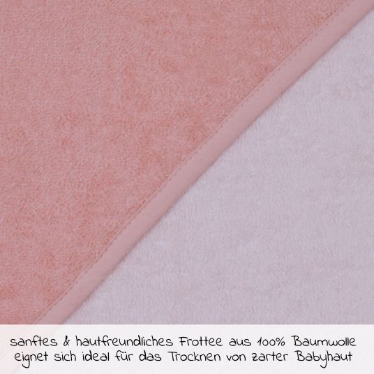 Wörner Hooded bath towel 100 x 100 cm - plain salmon pink Erika