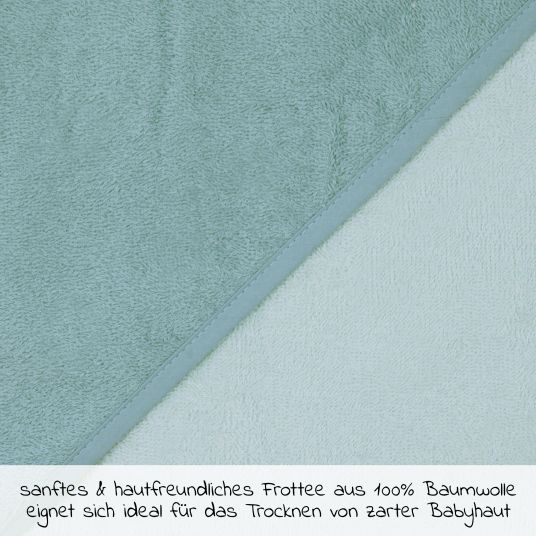Wörner Telo da bagno con cappuccio 100 x 100 cm - tinta unita blu ghiaccio menta