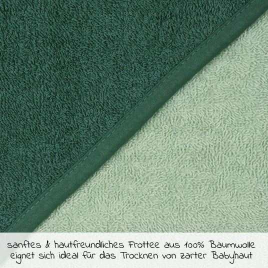Wörner Hooded bath towel 100 x 100 cm - plain pine green light olive green