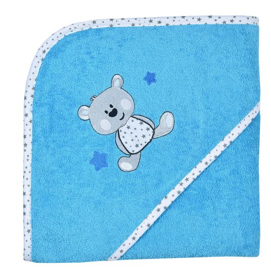 Wörner Hooded bath towel 80 x 80 cm - bear - turquoise
