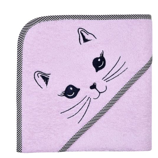 Wörner Hooded bath towel 80 x 80 cm - Kitten - Pink