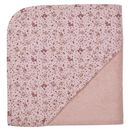 Wörner Hooded bath towel 80 x 80 cm - llama - old pink