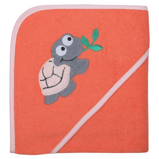 Wörner Hooded bath towel 80 x 80 cm - turtle - salmon