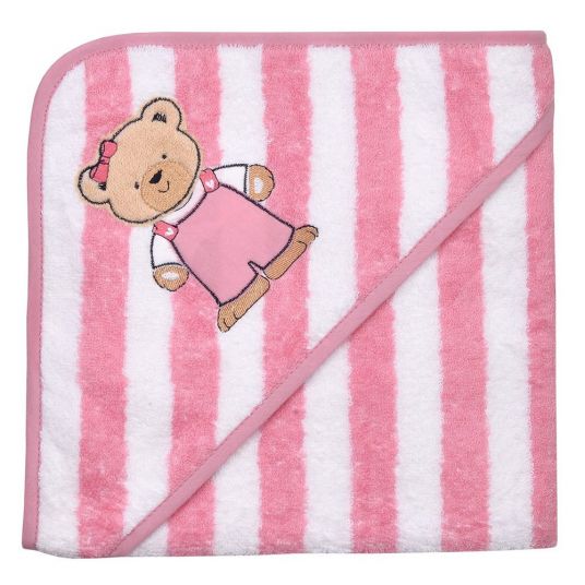 Wörner Hooded bath towel 80 x 80 cm - Teddy Ringel Pink