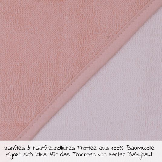 Wörner Hooded bath towel 80 x 80 cm - plain salmon pink Erika