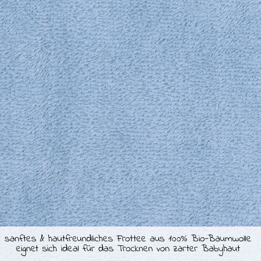 Wörner Kapuzenbadetuch aus Bio-Baumwolle 80 x 80 cm - Stickerei Dino - Hellblau