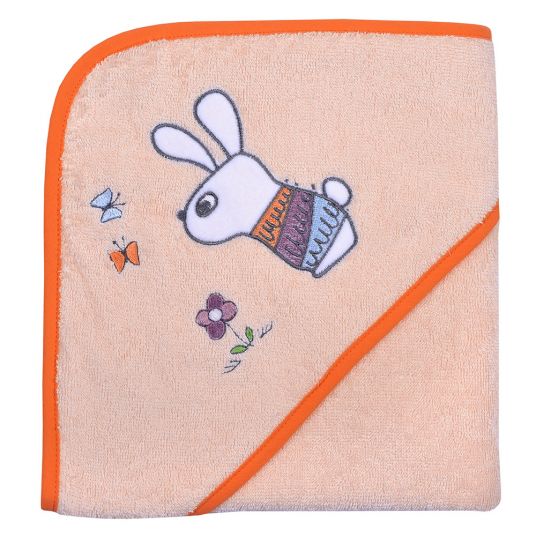 Wörner Hooded bath towel GOTS 80 x 80 cm - Bunny - Apricot