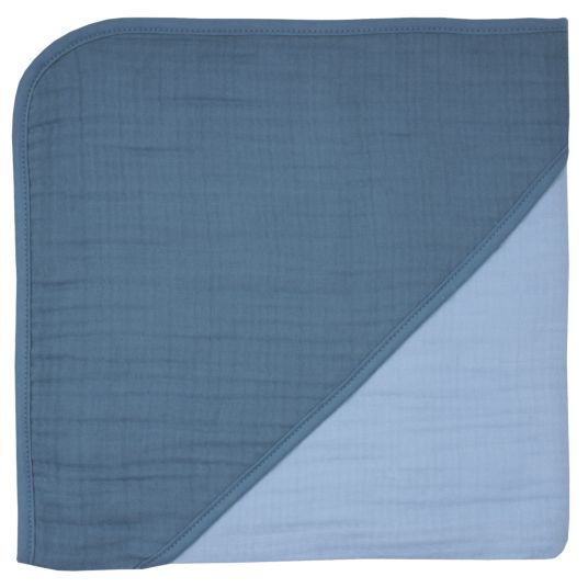 Wörner Gauze hooded bath towel 100 x 100 cm - Light blue Dark blue