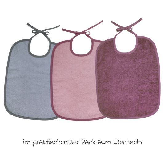 Wörner Riesen-Bindelätzchen 3er Pack 32 x 40 cm - Altrosa-Grau