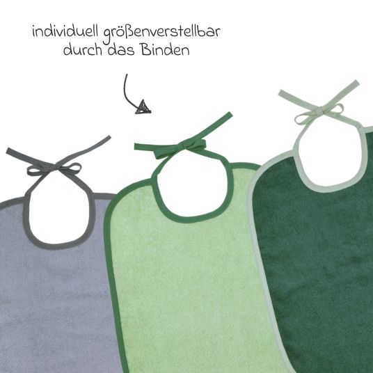 Wörner Riesen-Bindelätzchen 3er Pack 32 x 40 cm - Grün-Grau