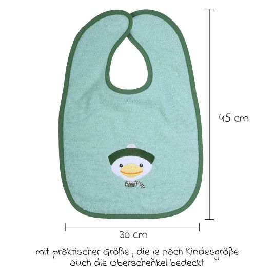 Wörner Riesen-Klettlätzchen 30 x 45 cm - Stickerei Ente - Mint