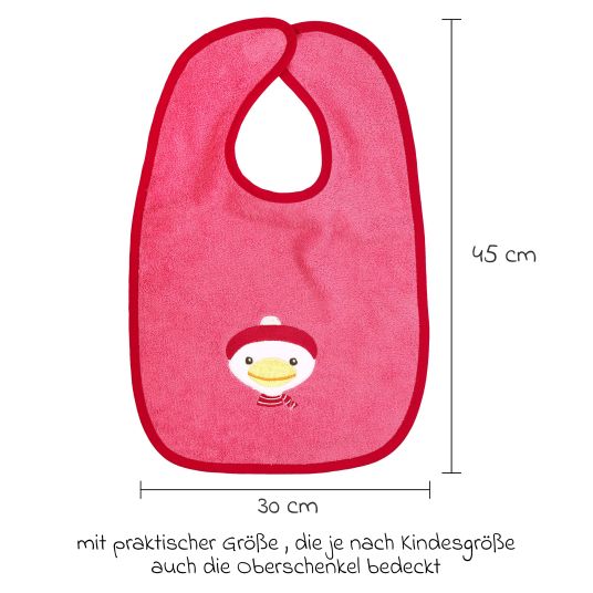 Wörner Riesen-Klettlätzchen 30 x 45 cm - Stickerei Ente - Pink