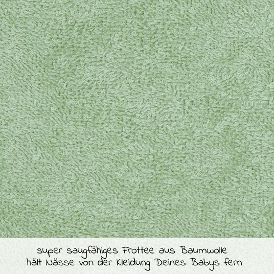 Wörner Bavaglino gigante in velcro 30 x 45 cm - Ricamo di bradipo - Verde oliva chiaro