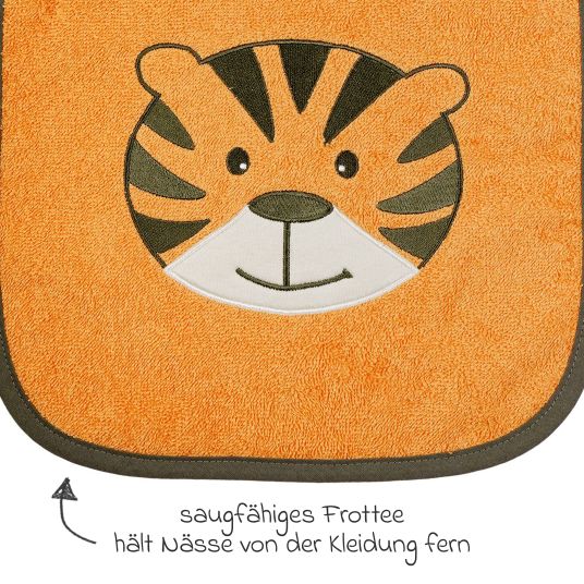 Wörner Riesen-Klettlätzchen 30 x 45 cm - Stickerei Tiger - Orange