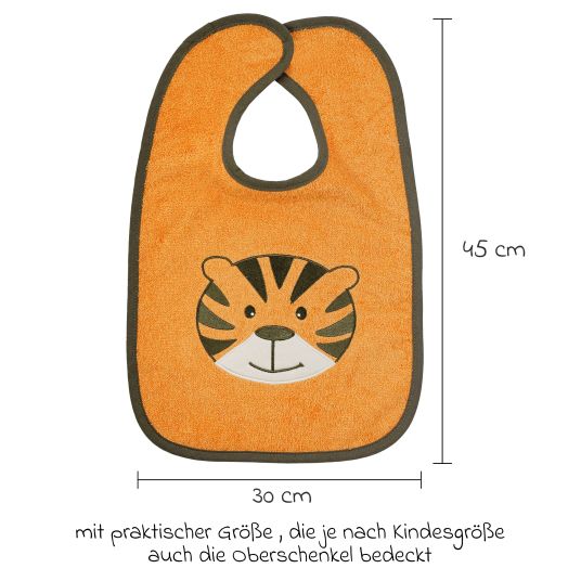 Wörner Riesen-Klettlätzchen 30 x 45 cm - Stickerei Tiger - Orange