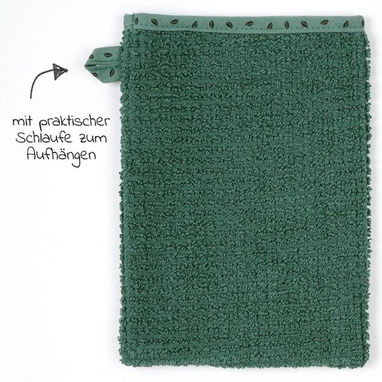 Wörner Waschhandschuh 3er Pack Bio-Baumwolle - Uni Piniengrün Hellolivgrün