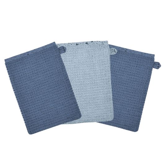 Wörner Washing Glove 3 Pack Organic Cotton - Walli - Blue