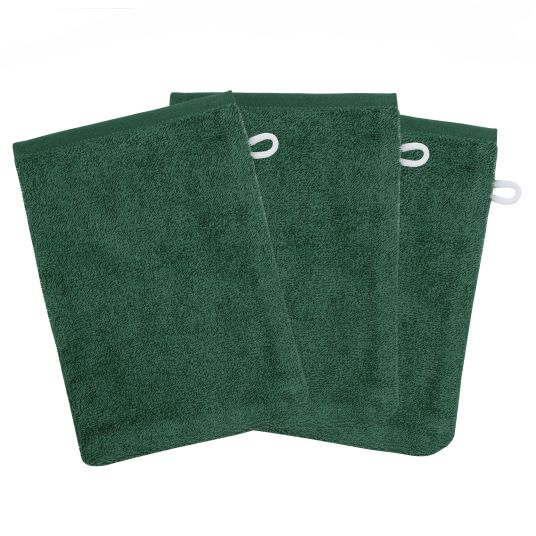 Wörner Waschhandschuh 3er Pack - Uni Piniengrün
