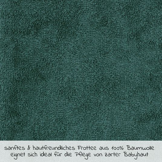 Wörner Waschhandschuh - Stickerei Erdmännchen - Piniengrün