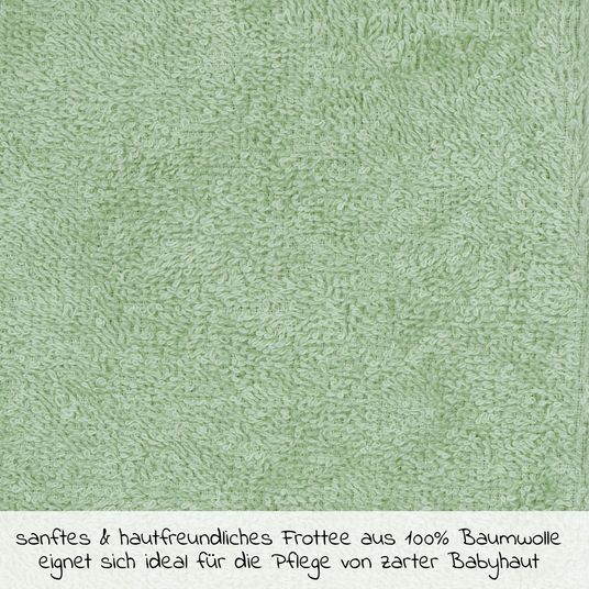 Wörner Waschhandschuh - Stickerei Faultier - Hellolivgrün