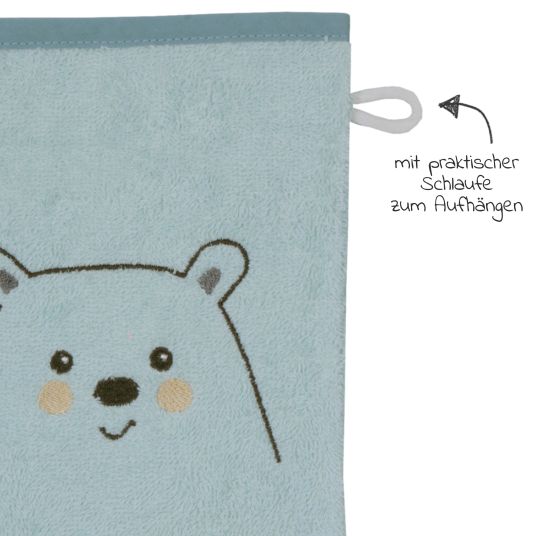 Wörner Waschhandschuh - Stickerei Eisbär - Mint