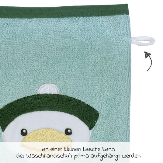 Wörner Waschhandschuh - Stickerei Ente - Mint