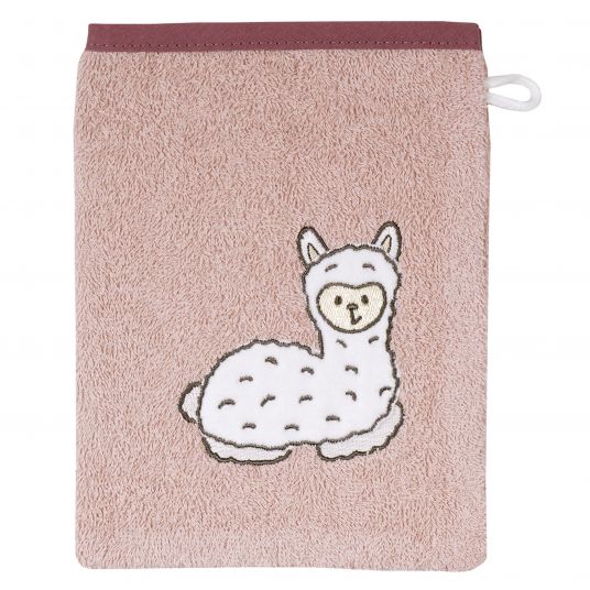 Wörner Washing Glove - Embroidery Llama - Old Pink