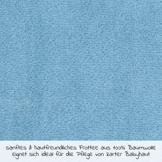 Wörner Waschhandschuh - Stickerei Pinguine - Eisblau