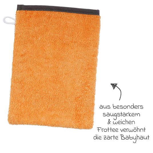 Wörner Waschhandschuh - Stickerei Tiger - Orange