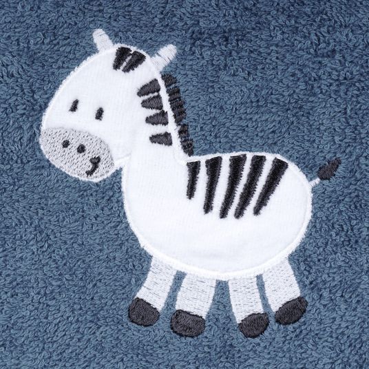 Wörner Waschhandschuh - Stickerei Zebra - Dunkelblau