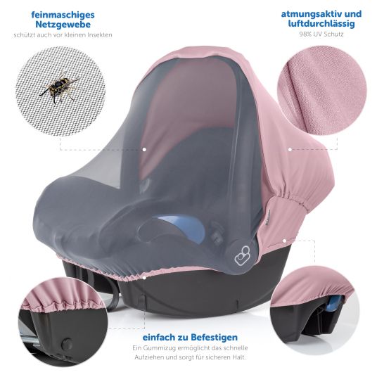 Zamboo 3in1 Verdeck für Babyschale Sonnenschutz, Insektenschutz und Schlummer-Cover - Beere