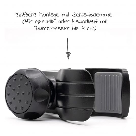 Zamboo Getränkehalter für Buggy und Kinderwagen - Schwarz Grau
