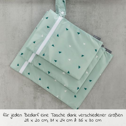 Zamboo Nasstasche / Windeltasche 3er Pack - Triangel - Mintgrün