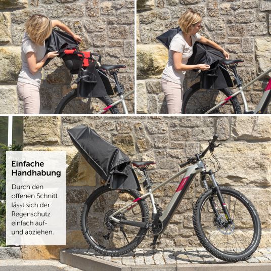 Zamboo Parapioggia per seggiolini da bicicletta per bambini (adatto a Römer, Hamax, Thule ecc.) - Nero