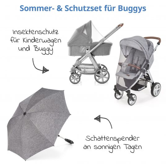 Zamboo Sommer- & Schutzset für Buggys mit Insektenschutz & Sonnenschirm