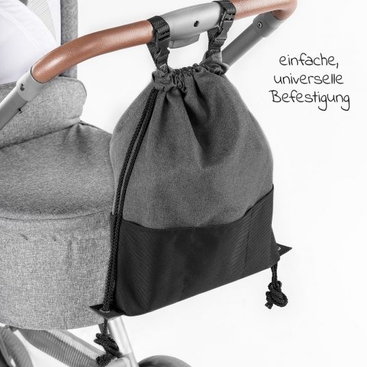 Zamboo Universal Kinderwagen Tasche mit Staufächern und Rucksackfunktion - Grau Melange
