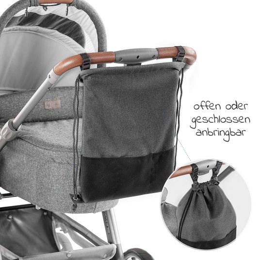 Zamboo Universal stroller bag with storage compartments and backpack function - Grey Melange